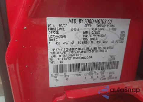 2008 Ford F-250 Lariat from USA, damaged, VIN 1FTSW21R58EA83066